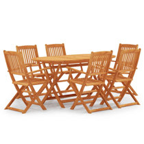 Oval Eucalyptus Lira 7 Piece Folding Outdoor Dining Set Wayfair